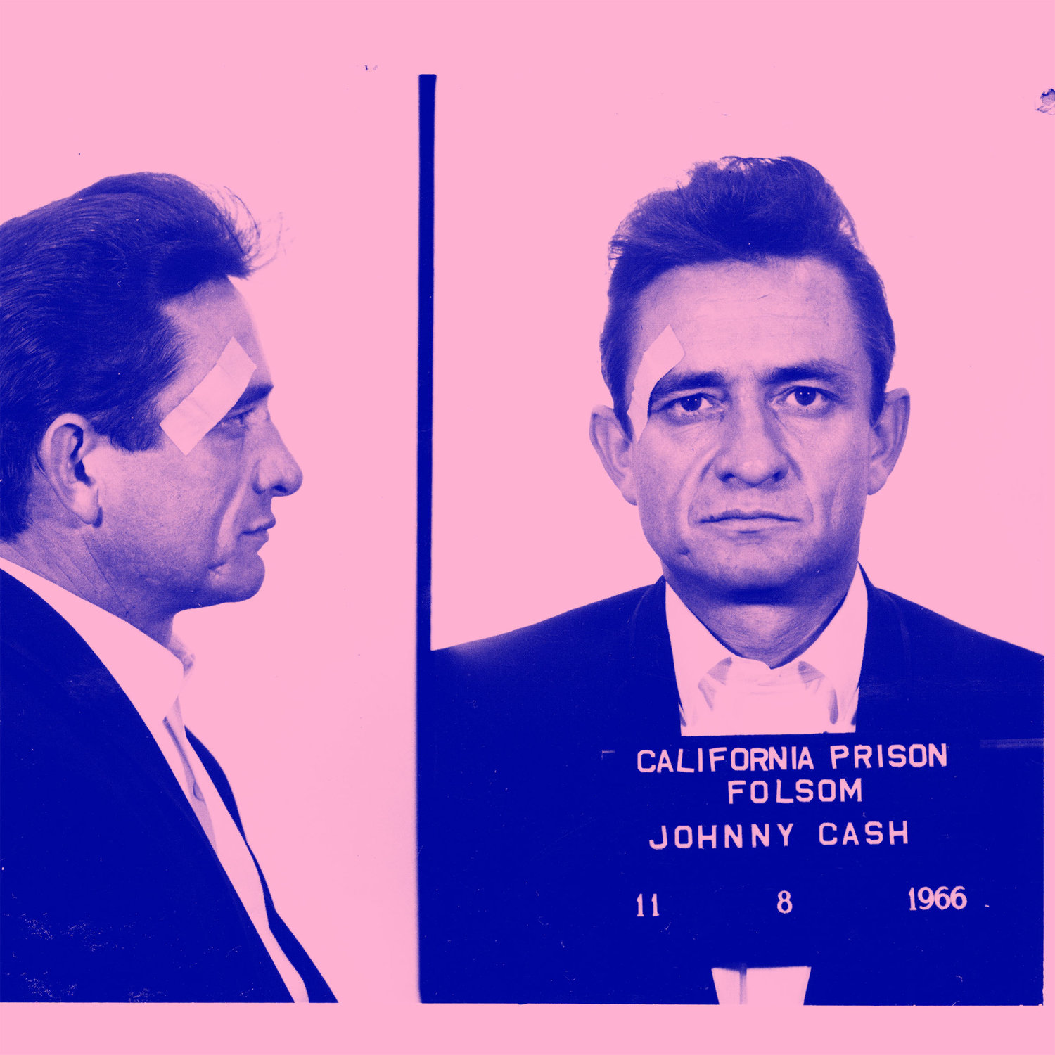 Louis Sidoli: Johnny Cash 1966 (Full Polaroid pink, navy) – Snap Galleries Limited